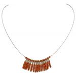 El Coral Collar Coral Rosa Bolitas Barritas Plateadas forma rectangular y Acero