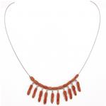 El Coral Collar Coral Rosa Tubitos Barrocos Barritas Plateadas forma rectangular y Acero
