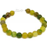 El Coral Bracciale in Agata Verde/Gialla da 8mm. con chiusura Argentata lunghezza 19cm.