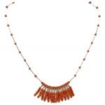 El Coral Collar Coral Rosa Bolitas y Barritas Plateadas forma rectangular