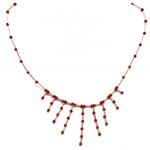 El Coral Collar Coral Rosa Bolitas Barritas Plateadas 9 Colgantes Escalados