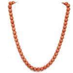 El Coral Collana in Corallo Rosa Pallini da 9mm. Lunghezza 50cm. con Chiusura Argentata
