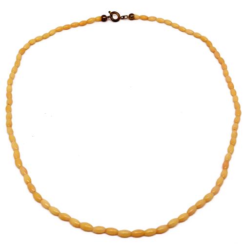 El Coral Collana in Corallo Rosa Olivette 3x6mm. con Chiusura Dorata lunghezza 45cm.