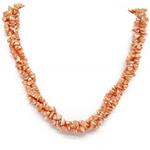 El Coral Collana in Corallo Rosa Chips a Tre Fili con Chiusura Dorata 45cm.