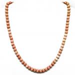 El Coral Collana in Corallo Rosa Pallini da 7mm. Lunghezza 50cm. con Chiusura Dorata