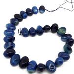 El Coral Filo in Agata Blu Striata Flat Foro Laterale 16x20mm. lunghezza 39cm.