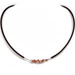 El Coral Collar Coral Rosa y Bolitas Plateadas x 1 motivo y Caucho
