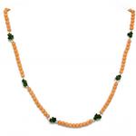El Coral Collana in Corallo Rosa Pallini da 4mm. e Agata Vrde Chips Con Pallini e Chiusura Argentati.
