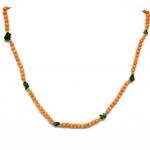 El Coral Collana in Corallo Rosa Pallini da 4mm. e Agata Verde Chips con Pallini e Chiusura Dorati Lunghezza 48cm.