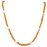 El Coral Collana in Corallo Rosa Pallini da 4mm. e Perle con Pallini e Chiusura Argentati 48cm