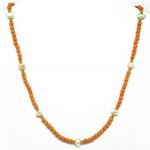El Coral Collana in Corallo Rosa Pallini da 4mm. e Perle con Palline e Chiusura Dorati 48cm.