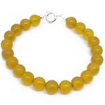 El Coral Bracciale in Agata Gialla Pallini da 8mm. Lunghezza 19cm. con Chiusura Argentata