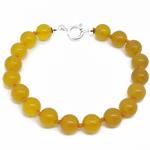 El Coral Bracciale in Agata Gialla Pallini da 8mm. Annodato con Chiusura Argentata
