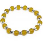 El Coral Bracciale in Agata Gialla Pallini da 8mm. con Elementi Argentati Infilato con Elastico