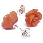El Coral Earrings Pink Coral 12 mm Rose with Silver