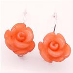 El Coral Earrings Pink Coral 12 mm Rose with Silver, 2 cm length