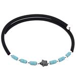 Coralli di Sardegna Turquoise Tubes 3mm Bracelet. with Hematite in the shape of a Star, Silver Pills and Rubber stuffed with a Steel Spring