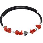 Coralli di Sardegna Bracelet Red Coral Chips, Hematite Heart, Rubber and Spring