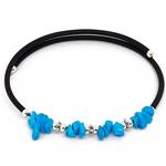 Coralli di Sardegna 6 mm Turquoise Chips Bracelet. Threaded with Steel Spring, Silvered Beads and Rubber Tube
