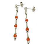 El Coral Orecchini in Corallo Rosa Pallini 3mm. con Elementi Argentati e Chiusura in Argento