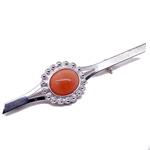 Coralli di Sardegna Brooch Pink Coral Cabochon 8x10 mm and Silver Filigree Balls