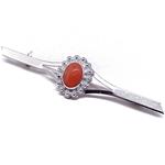 Coralli di Sardegna Brooch Pink Coral Cabochon 6x8 mm and Silver Filigree Balls.