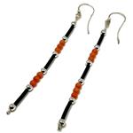 El Coral Earrings Pink Coral 6 Balls and Rubber, 8 cm length