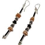 El Coral Earrings Pink Coral Chips, Hematite Star and Rubber, 8 cm length 