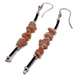 El Coral Earrings Pink Coral Chips and Rubber, 7 cm length