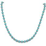 El Coral Collana Turchese Pallini da 8mm. con Elementi e Chiusura Argentati Lunghezza 70cm.