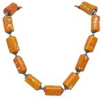 El Coral Necklace Orange Coral Cylindrical Pieces 17x28 mm with Zamak