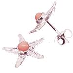 Coralli di Sardegna Earrings Pink Coral Ball and Silver Filigree Starfish