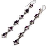 El Coral Round garnet and silver drop earring