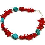 El Coral Bracciale Corallo Rosso rametti e Turchese sassolini piccoli