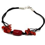 El Coral Pulsera Coral Rojo Bola Barroca y Chips con 6 Hilos