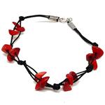 El Coral Bracelet Red Coral Chips 5 elements with 3 Threads