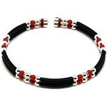 El Coral Bracelet Red Coral 2 Balls with Rubber and Steel Spring 2 strips