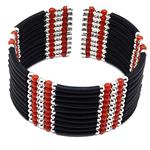 El Coral Bracelet Red Coral 2 Balls with Rubber and Steel Spring 10 strips