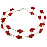 Coralli di Sardegna Red Coral Bracelet with 3mm Dots and Silver Clasp Bars 19.5 cm