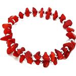 El Coral Bracciale Corallo Rosso Chips  da 10 mm. con Pallini Argentati e Molla in Acciaio