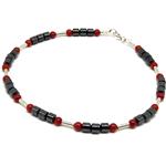 El Coral Bracelet Red Coral Balls and Hematite Little Tubes 9 elements