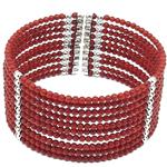 El Coral Bracciale Corallo Rosso Pallini da 3mm. con Pallini Argentati Molle in acciaio a 10 Fili Terminali in Argento