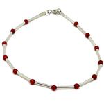 El Coral Bracelet Red Coral Balls and 13 Silvered Sticks 