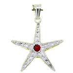 El Coral Ciondolo Corallo Rosso Pallino da 3mm. Montatura a Forma di Stella Marina in Argento Lunghezza 32mm.