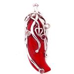 El Coral Colgante Coral Rojo Cuerno 10 g. con Montura en Plata y Cuarzo