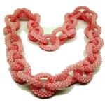 El Coral Collana Quarzo Rosa Pallini da 3mm. Infilatura Tessito Maglia Catena lunghezza 90cm. Chiusa