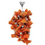 Coralli di Sardegna Pendant Sardinian Coral Branches 6x20mm with Faceted Black Agate