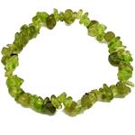 El Coral Bracciale Peridot/Olivina Chips da 7mm. Lunghezza 19cm. Infilato con Elastico