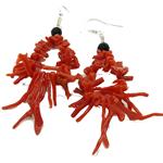 Coralli di Sardegna Earrings Sardinian Coral Branches and Chips with Black Agate Faceted Ball 