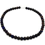 El Coral Collana Pietra Blù/Marrone da 8mm. Chiusura Argentata Lunghezza 43cm.